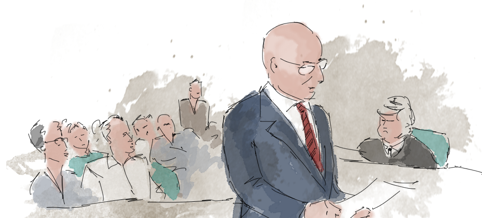 Teckning av en rättssal